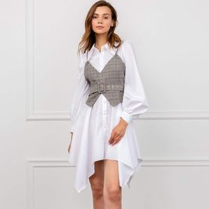 Jing Plaid Corset Shirtdress